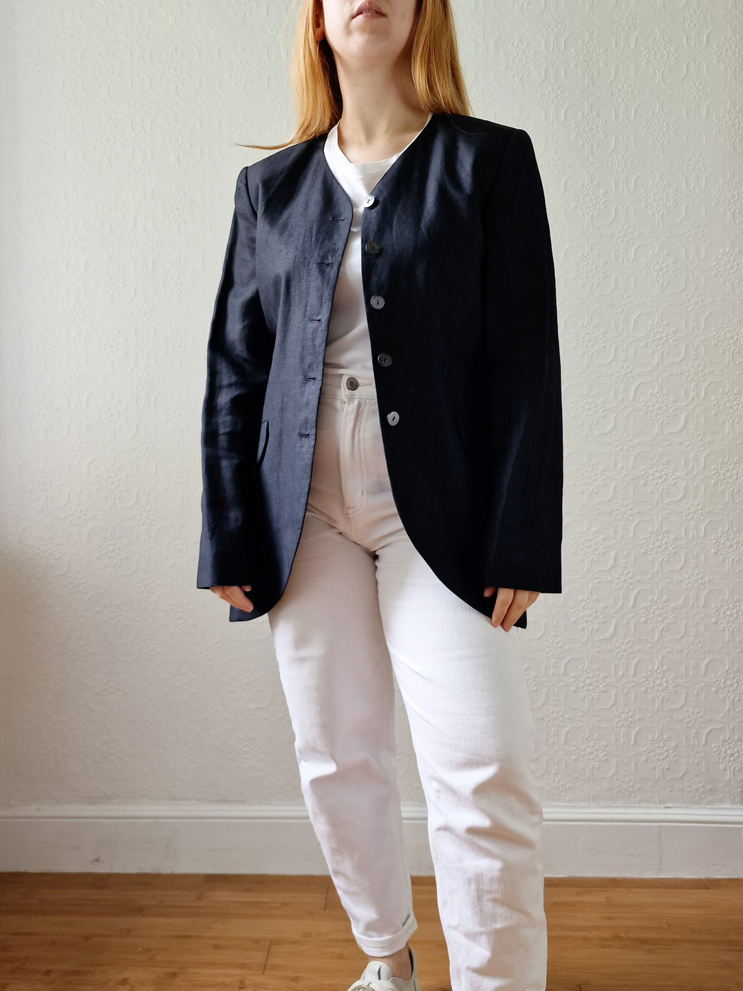 Black Linen Lightweight Blazer by Kenzo - S