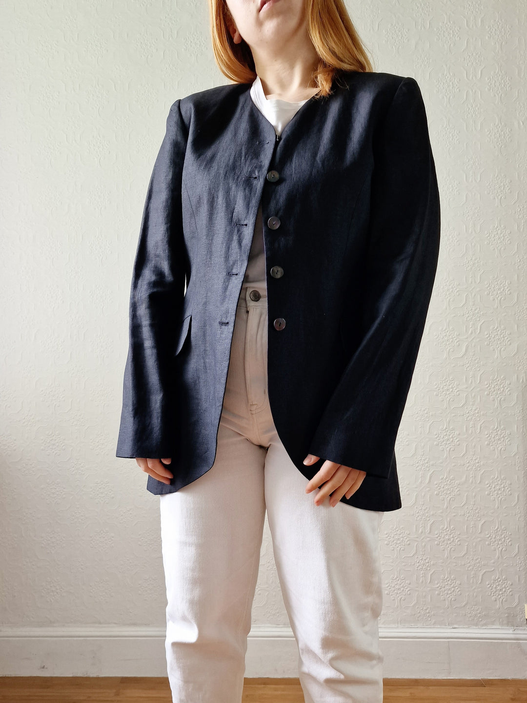 Black Linen Lightweight Blazer by Kenzo - S