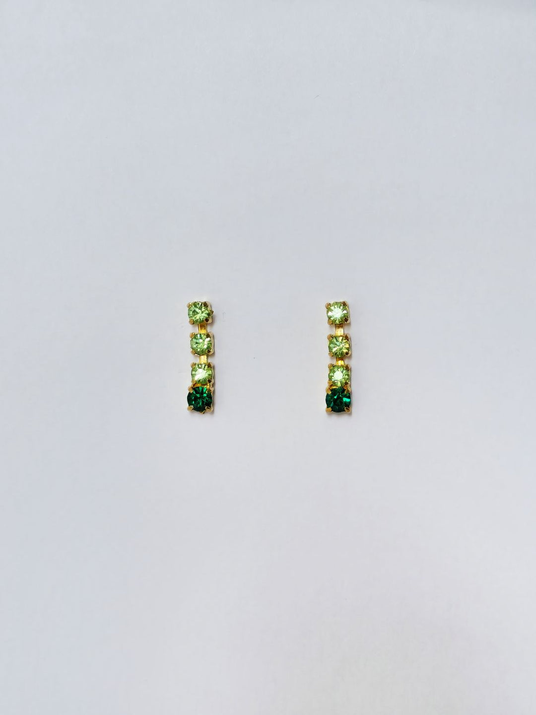 Vintage Gold Plated Green Crystal Drop Earrings