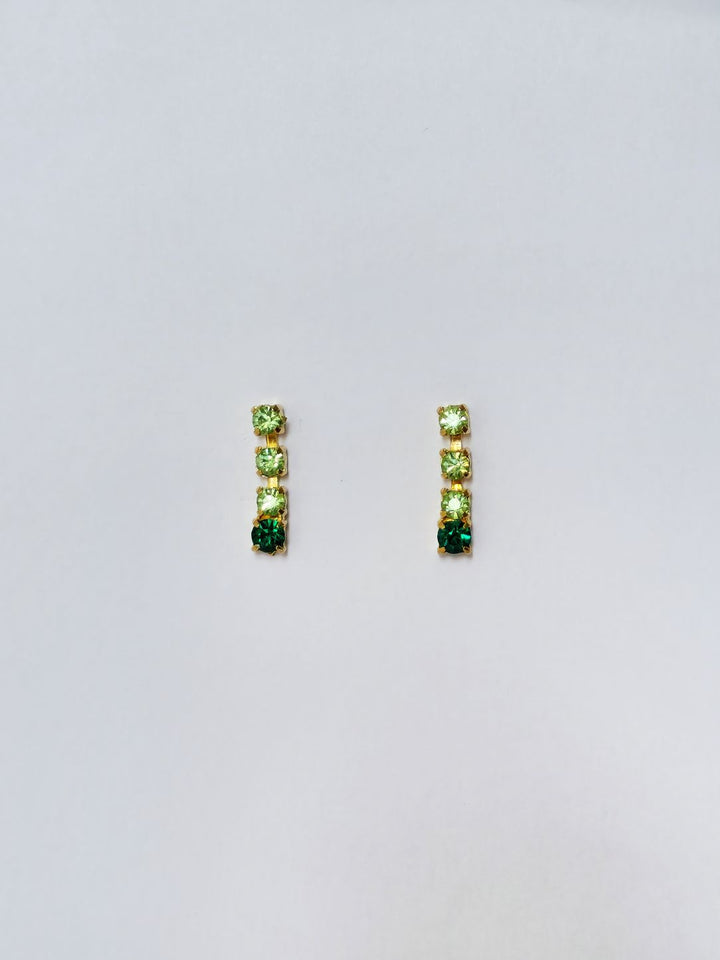 Vintage Gold Plated Green Crystal Drop Earrings