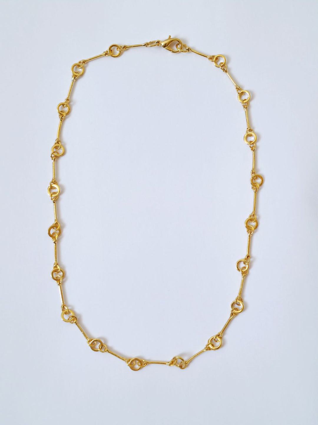 Vintage 80s Gold Plated Bar Link Chain Necklace