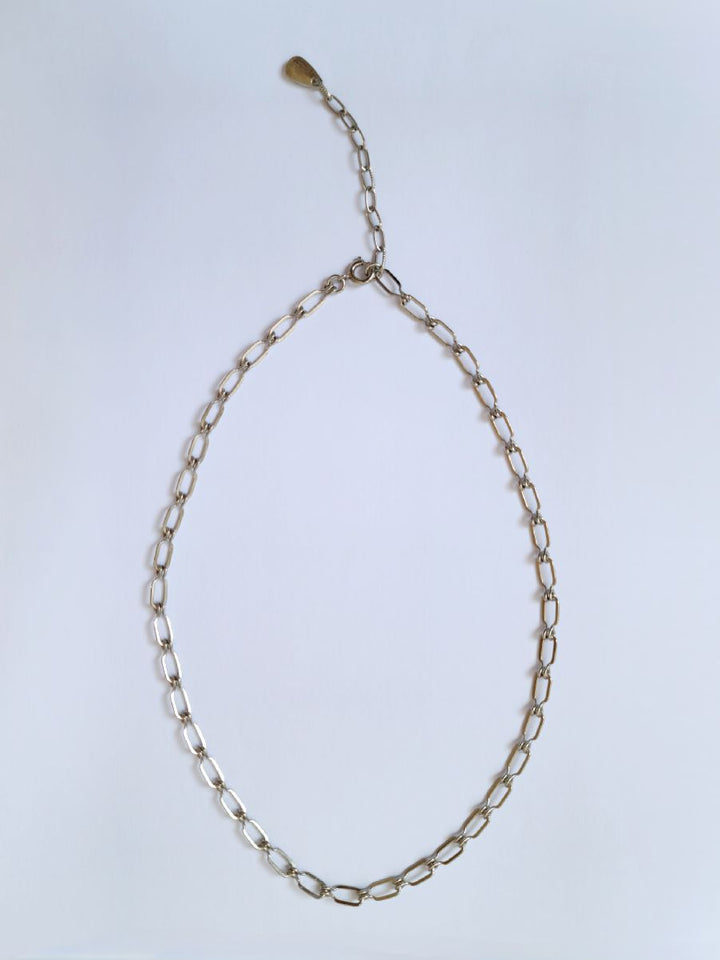 Vintage Silver Plated Paperclip Style Chain Necklace