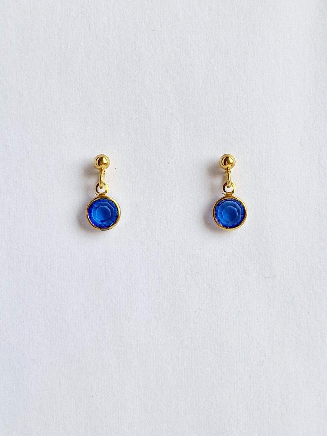 Vintage Gold Plated Blue Crystal Drop Earrings