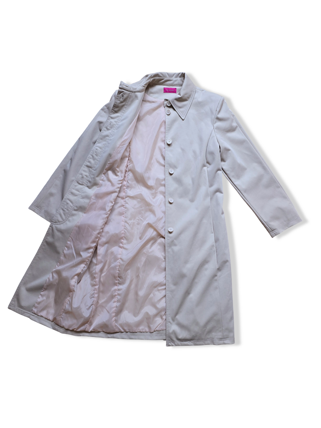 Vintage Cream Single Breasted Trench Coat - S