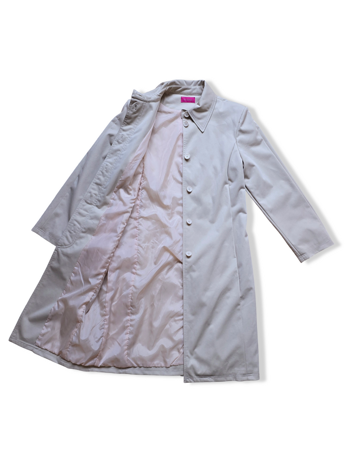 Vintage Cream Single Breasted Trench Coat - S