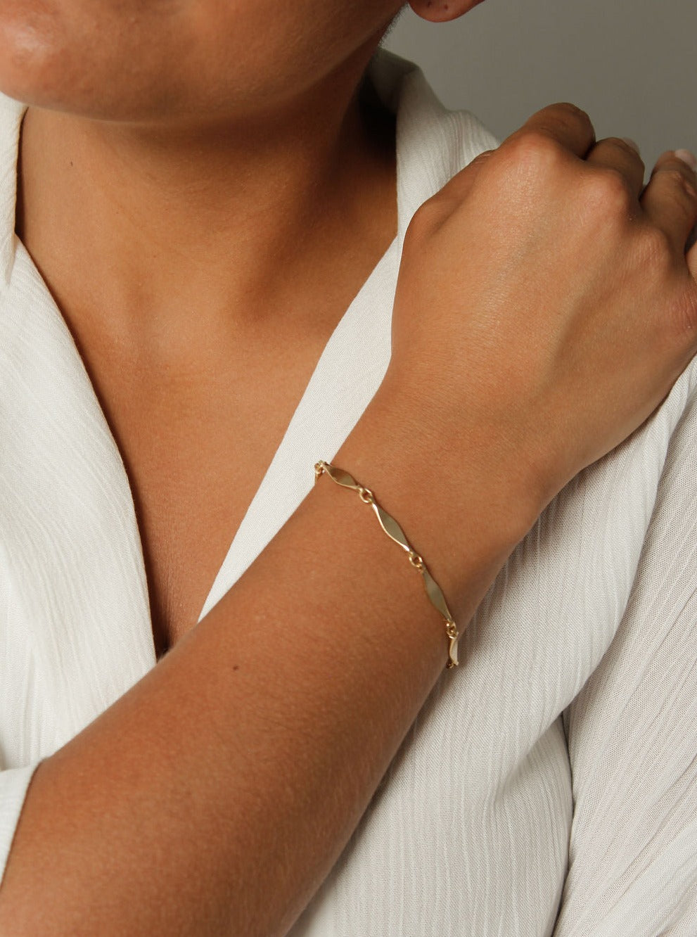 Vintage Gold Plated Flat Link Chain Bracelet