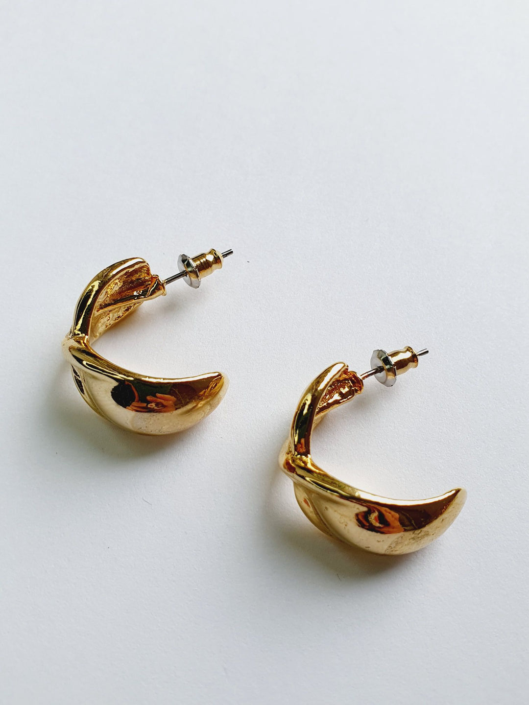 Vintage Gold Toned Twist Hoop Earrings