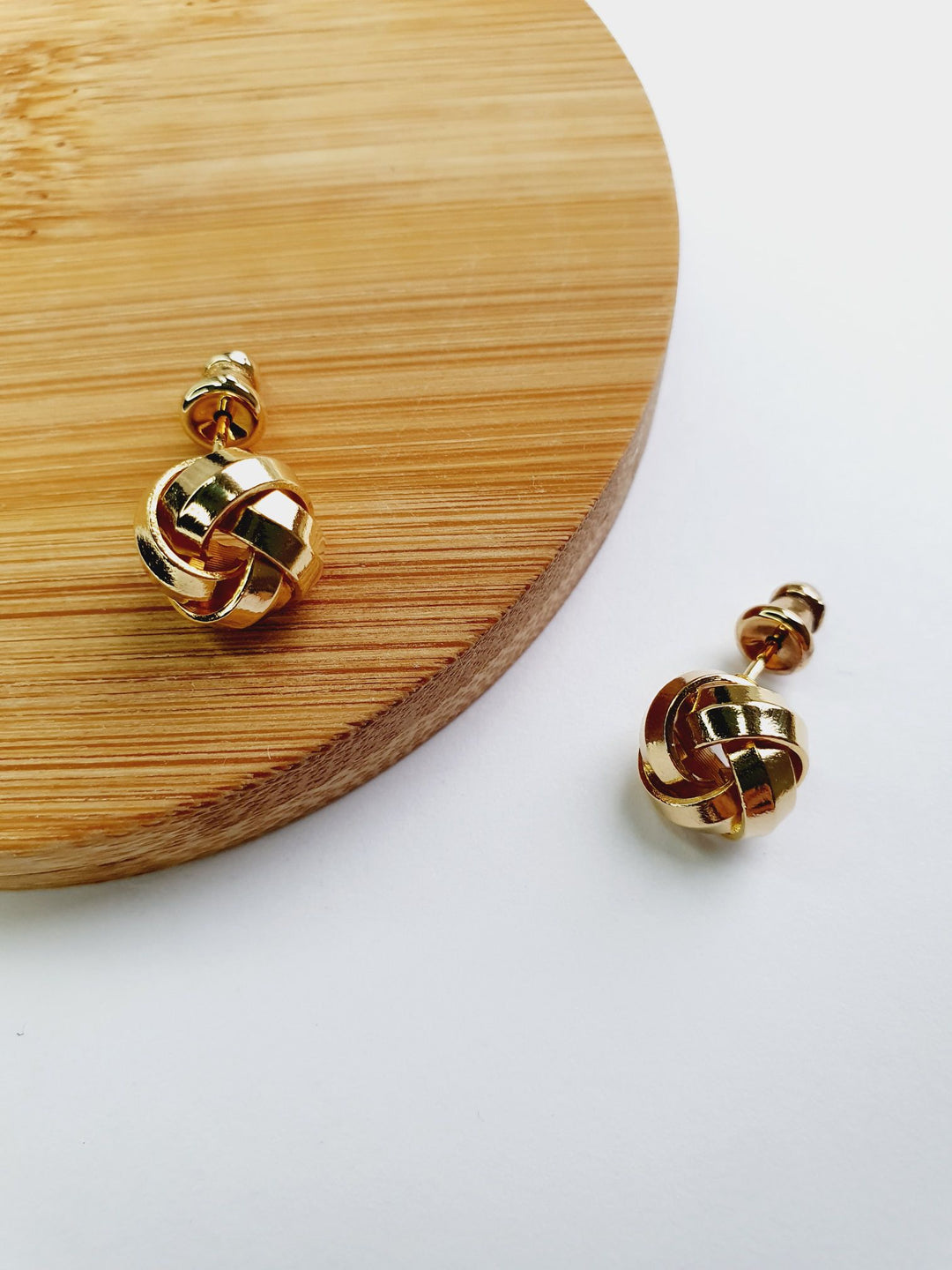 Vintage Gold Toned Twist Knot Stud Earrings