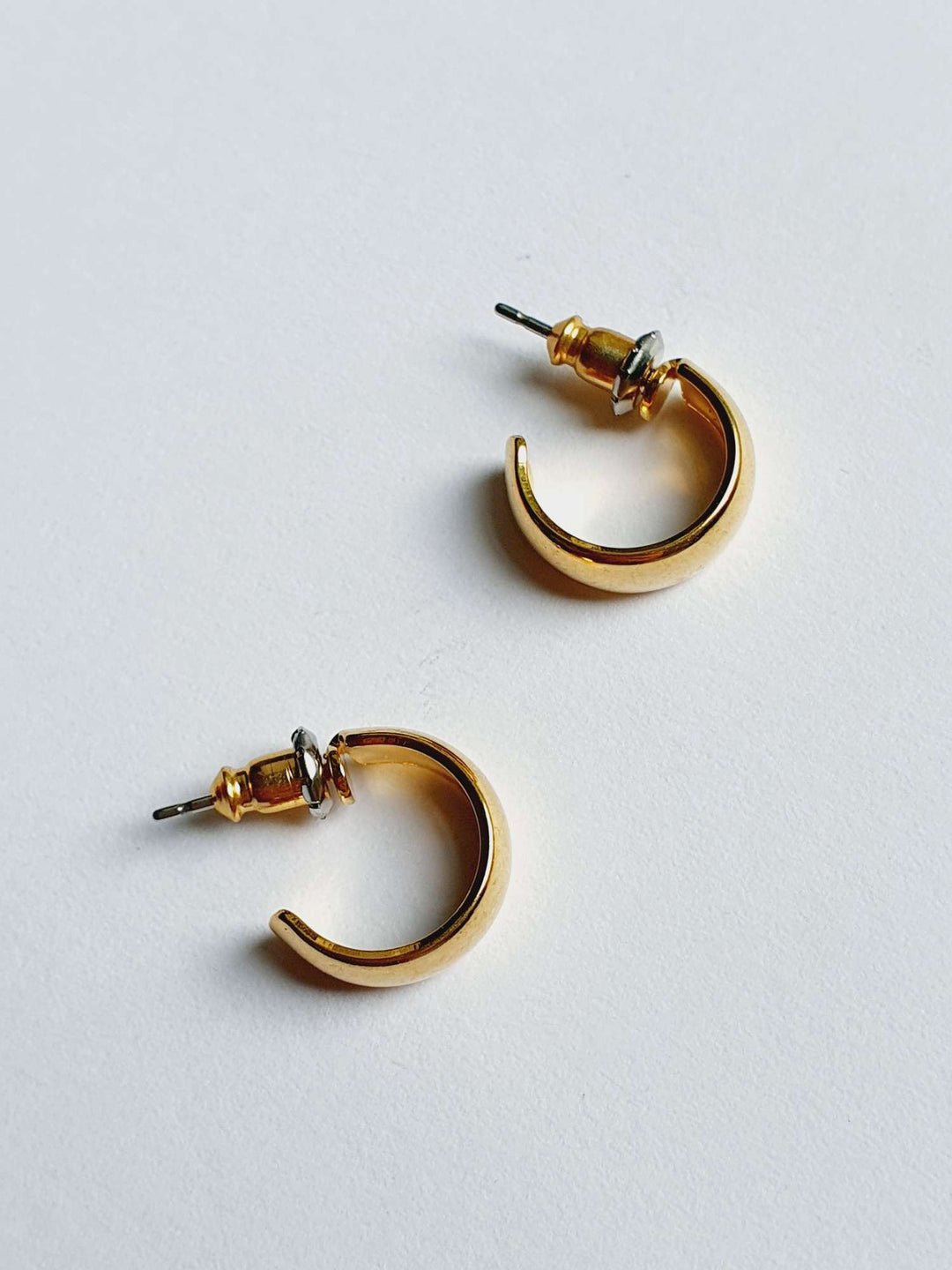 Vintage Gold Plated Minimal Micro Hoop Earrings