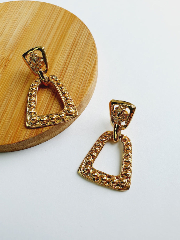 Vintage Gold Plated Statement Stud Earrings