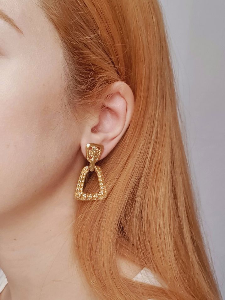 Vintage Gold Plated Statement Stud Earrings