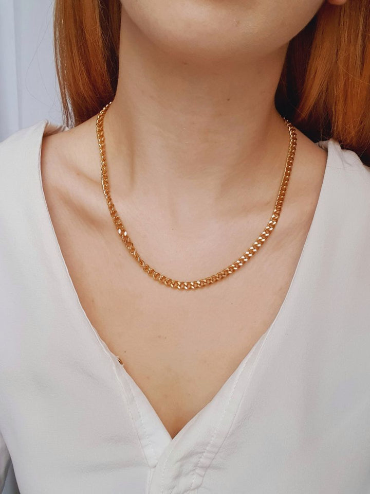 Vintage Gold Plated Curb Chain Necklace