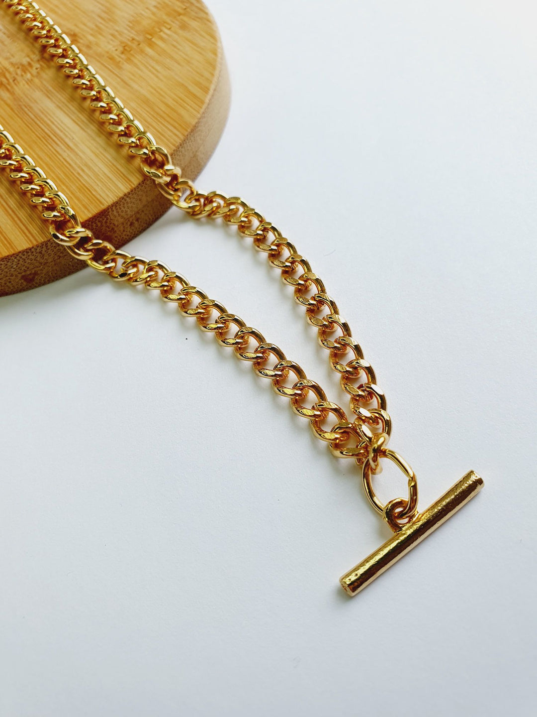 Vintage Gold Plated T-bar Chain Necklace