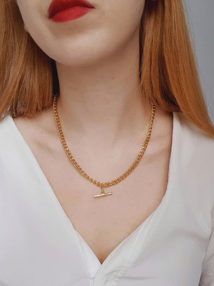 Vintage Gold Plated T-bar Chain Necklace