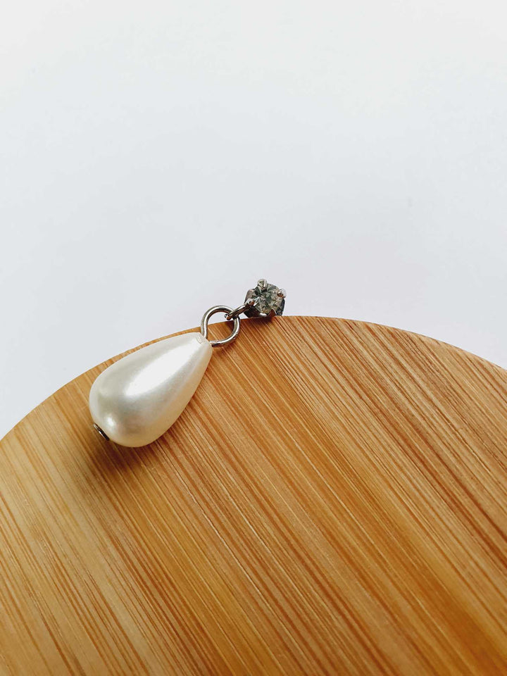 Vintage Silver Toned Pearl Drop Earrings