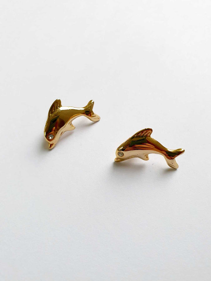 Gold Plated Dolphin Stud Earrings