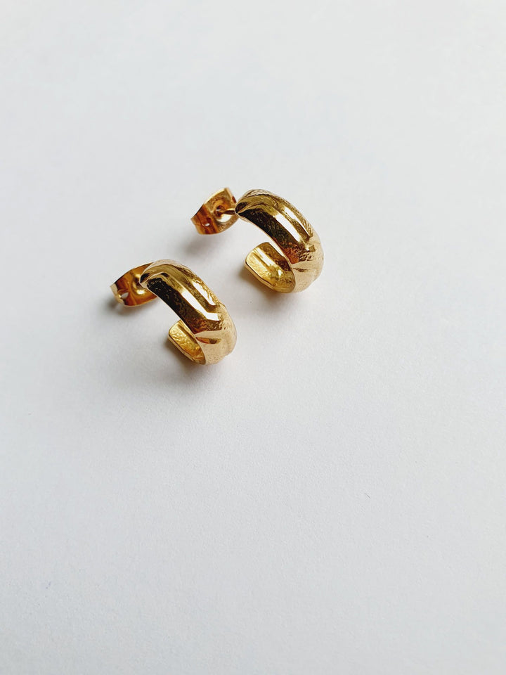 Vintage Gold Plated Minimal Micro Hoops