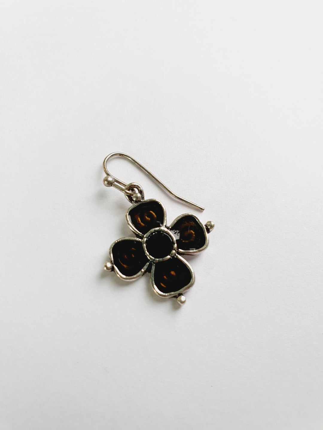 Vintage Silver Toned Drop Flower Earrings