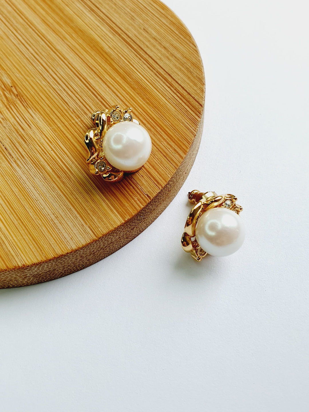 Vintage Gold Plated Pearl Stud Earrings