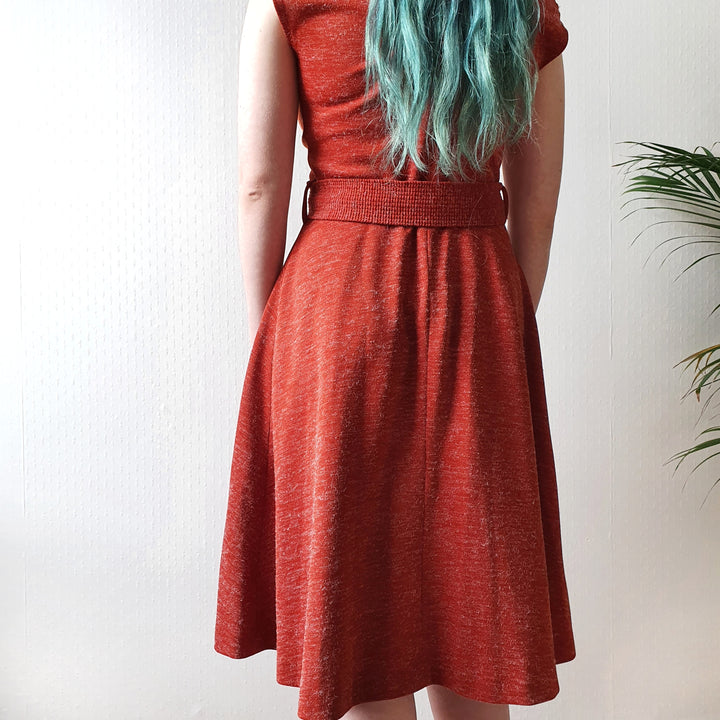 Belted A-line Dress - M