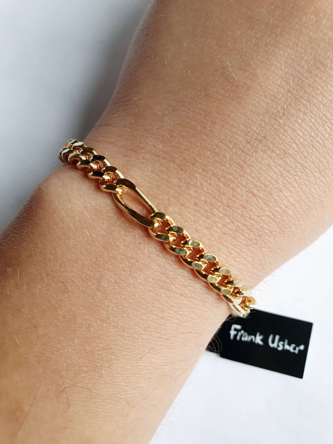 Vintage Gold Plated Figaro Chain Bracelet by Frank Usher
