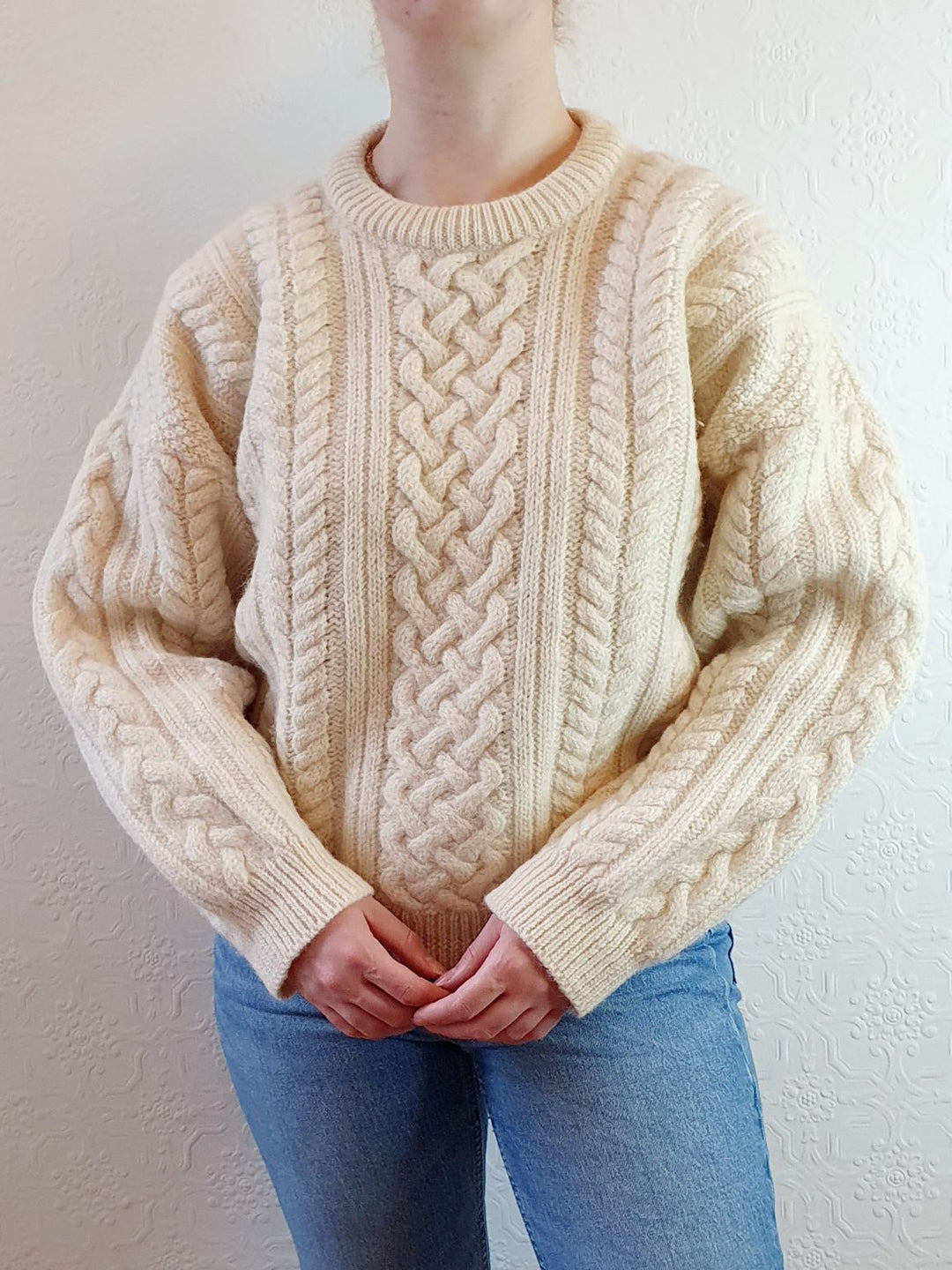 Vintage Celtic Knot Arran Jumper - L