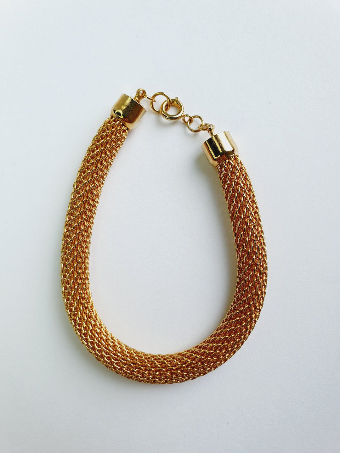 Vintage Gold Plated Round Mesh Bracelet