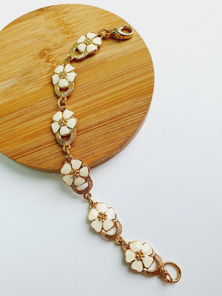 Vintage Gold Plated & Enamel Flower Bracelet