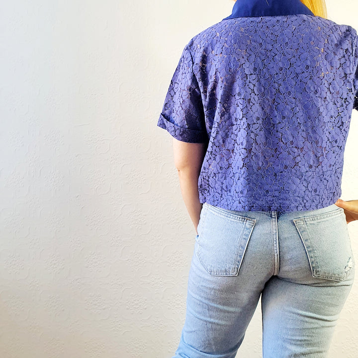Blue Purple Lace Top - L