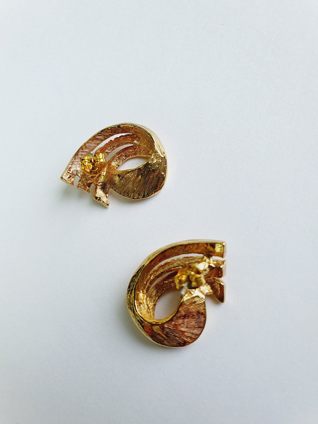 Vintage Gold Plated Statement Stud Earrings