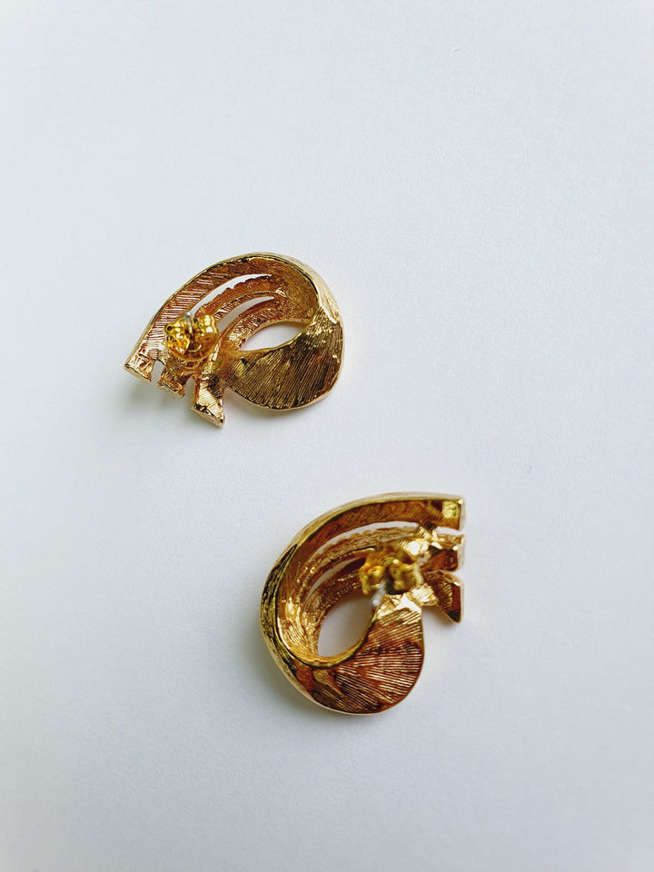 Vintage Gold Plated Statement Stud Earrings