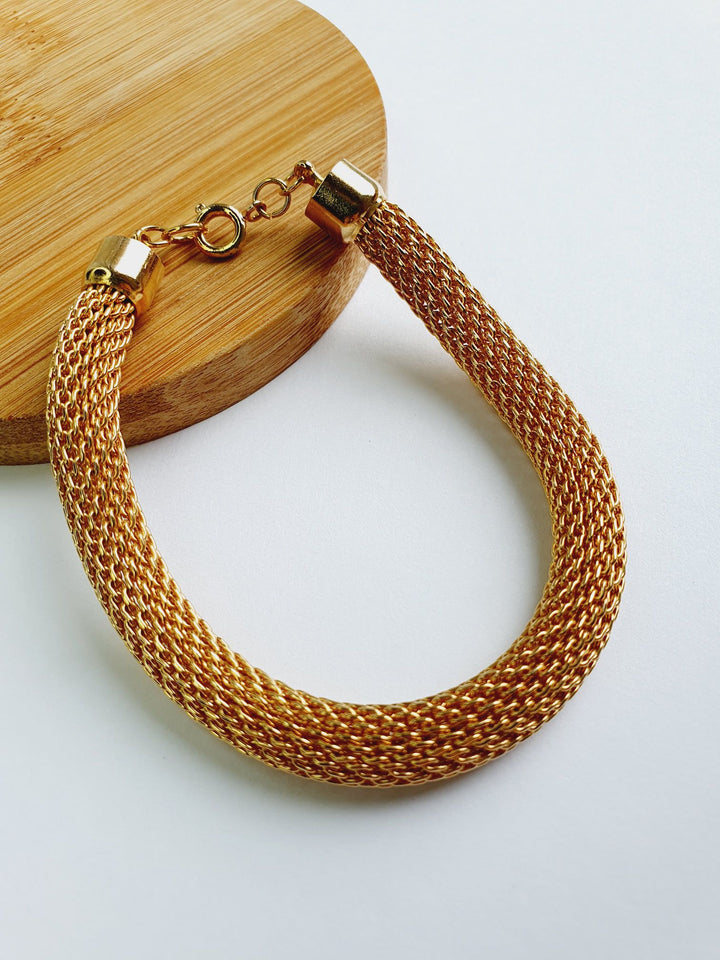 Vintage Gold Plated Round Mesh Bracelet