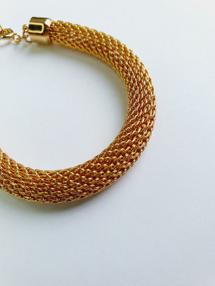 Vintage Gold Plated Round Mesh Bracelet