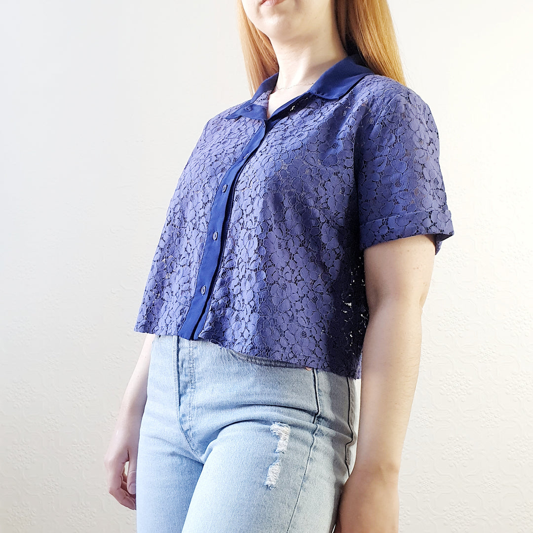 Blue Purple Lace Top - L