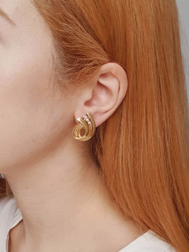 Vintage Gold Plated Statement Stud Earrings