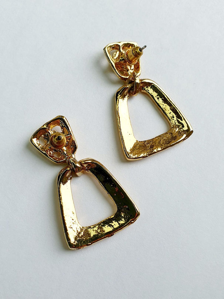 Vintage Gold Plated Statement Stud Earrings