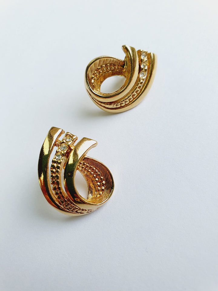 Vintage Gold Plated Statement Stud Earrings