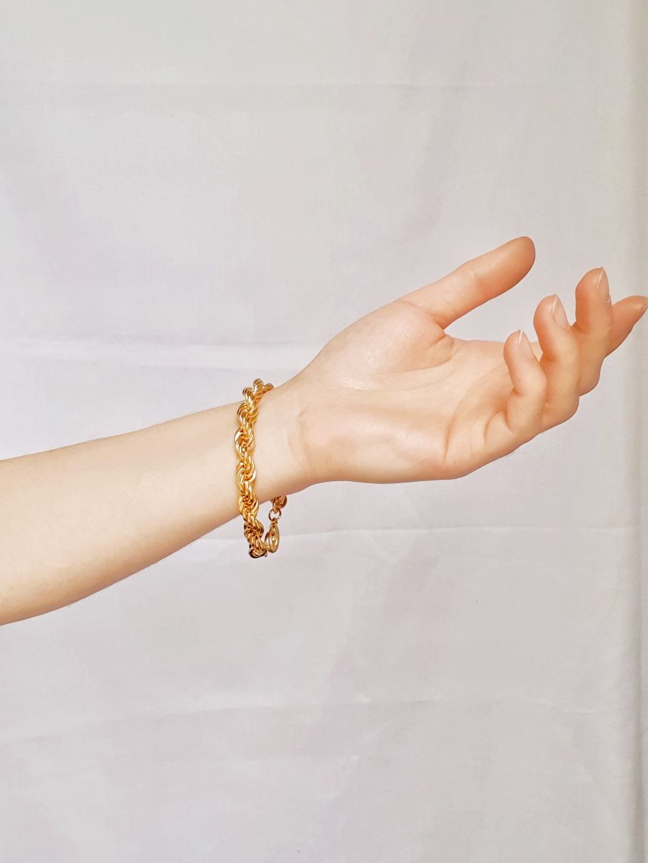 Vintage Gold Plated Thick Rope Chain Bracelet