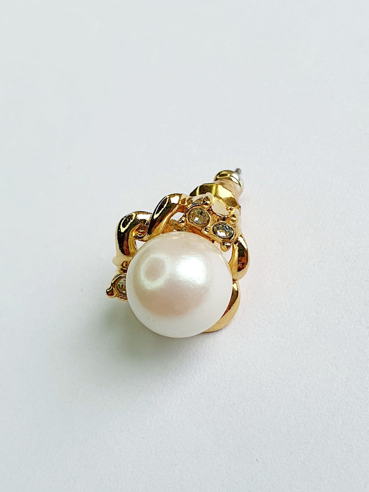 Vintage Gold Plated Pearl Stud Earrings