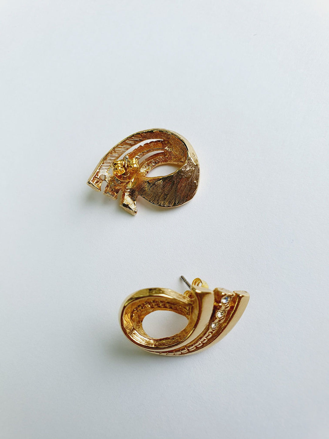 Vintage Gold Plated Statement Stud Earrings