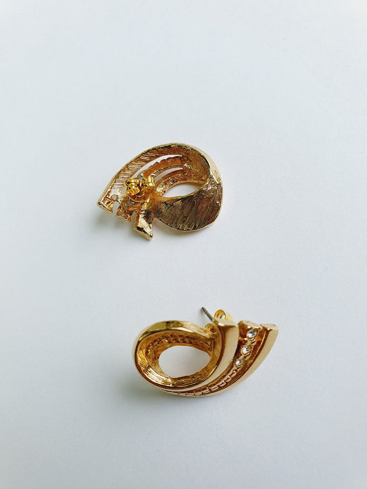 Vintage Gold Plated Statement Stud Earrings