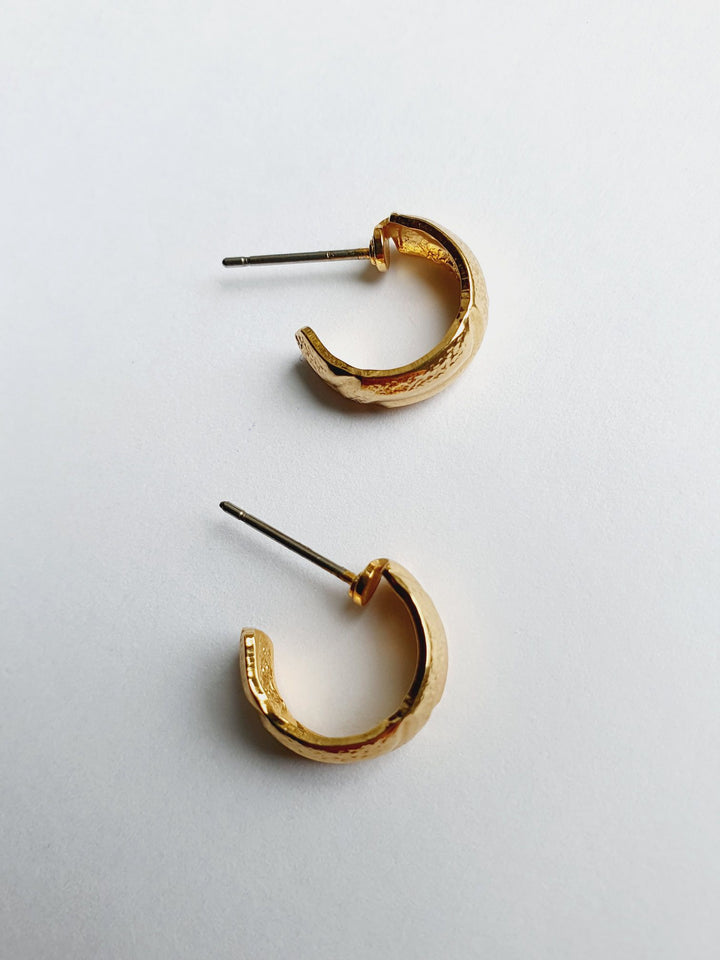 Vintage Gold Plated Minimal Micro Hoops