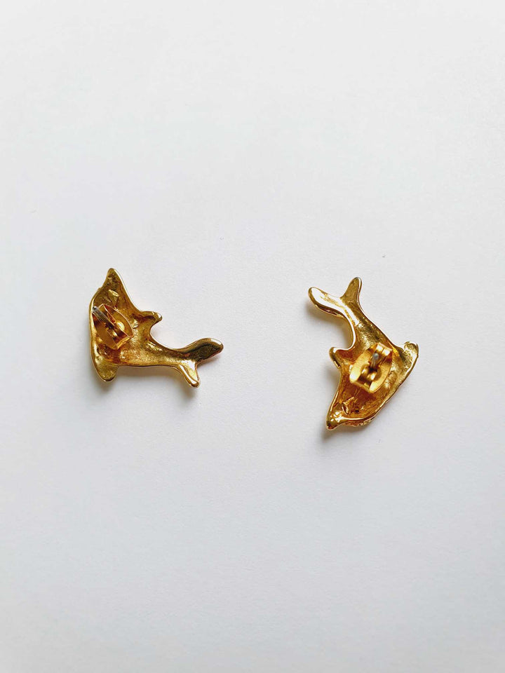 Gold Plated Dolphin Stud Earrings