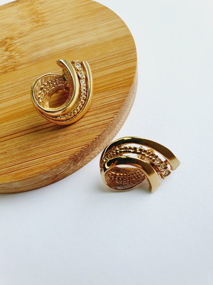 Vintage Gold Plated Statement Stud Earrings