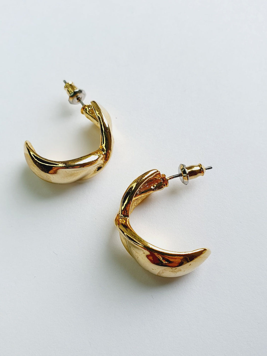 Vintage Gold Toned Twist Hoop Earrings