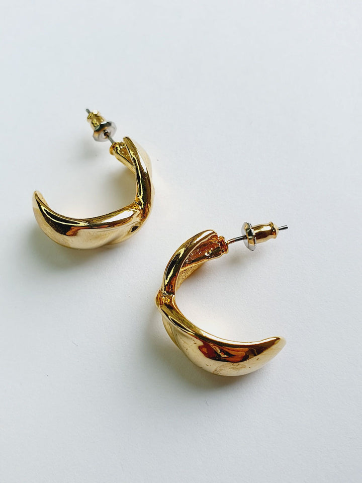 Vintage Gold Toned Twist Hoop Earrings