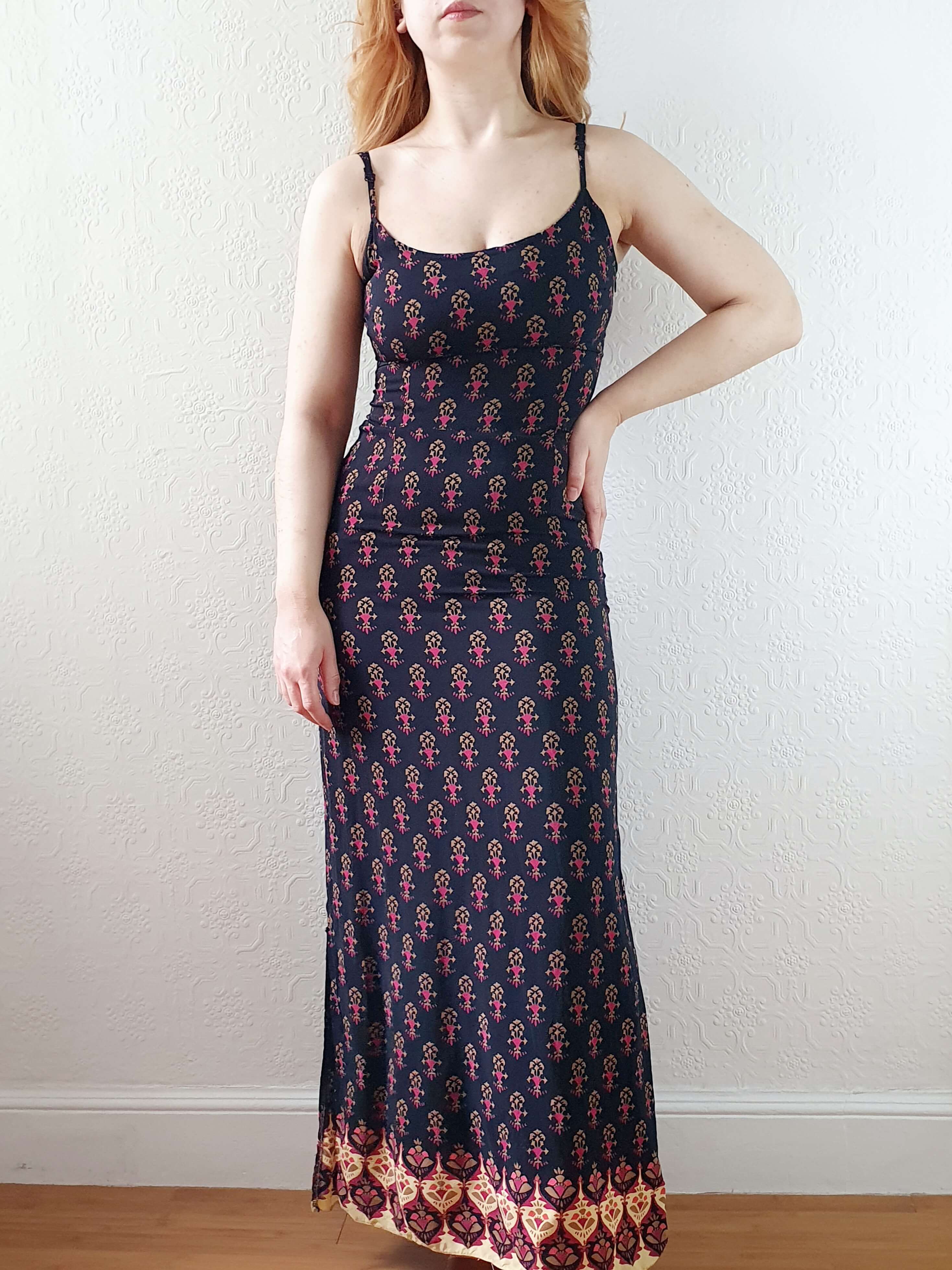 Vintage Black Spaghetti Strap Slip Dress