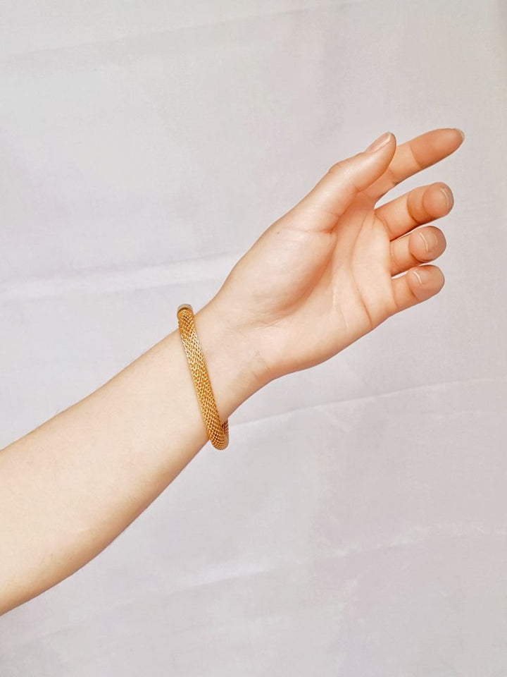 Vintage Gold Plated Round Mesh Bracelet