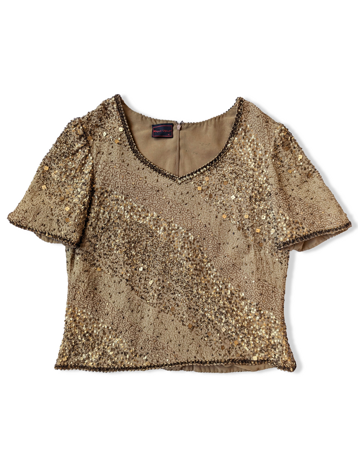 Vintage Frank Usher Gold Sequin Top - S/M