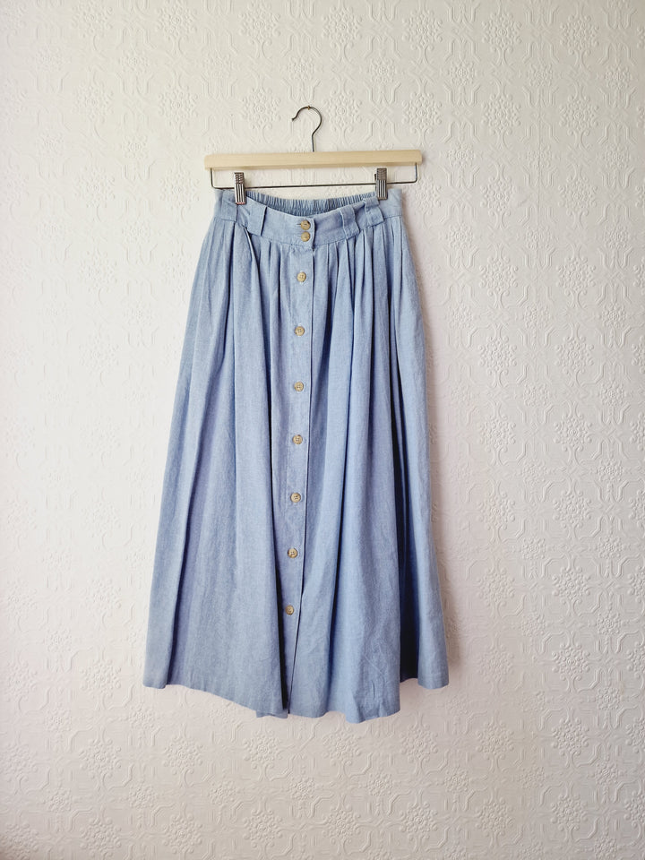 Vintage Light Blue High Waisted A-Line Skirt - S